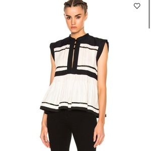 Isabel Marant Etoile Ransom Bicolor Cotton Gauze Top